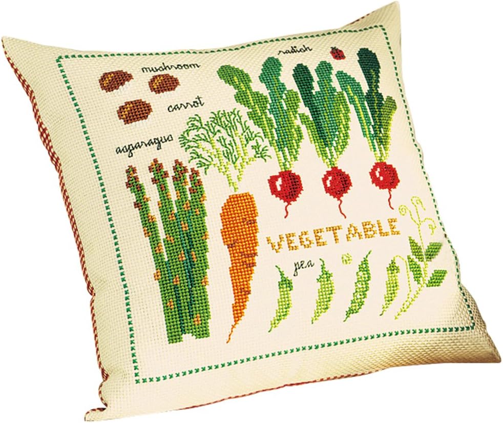 オリムパス製絲 クロスステッチ 刺しゅうキット クッション サラダ・ガーデン ベージュ 5970