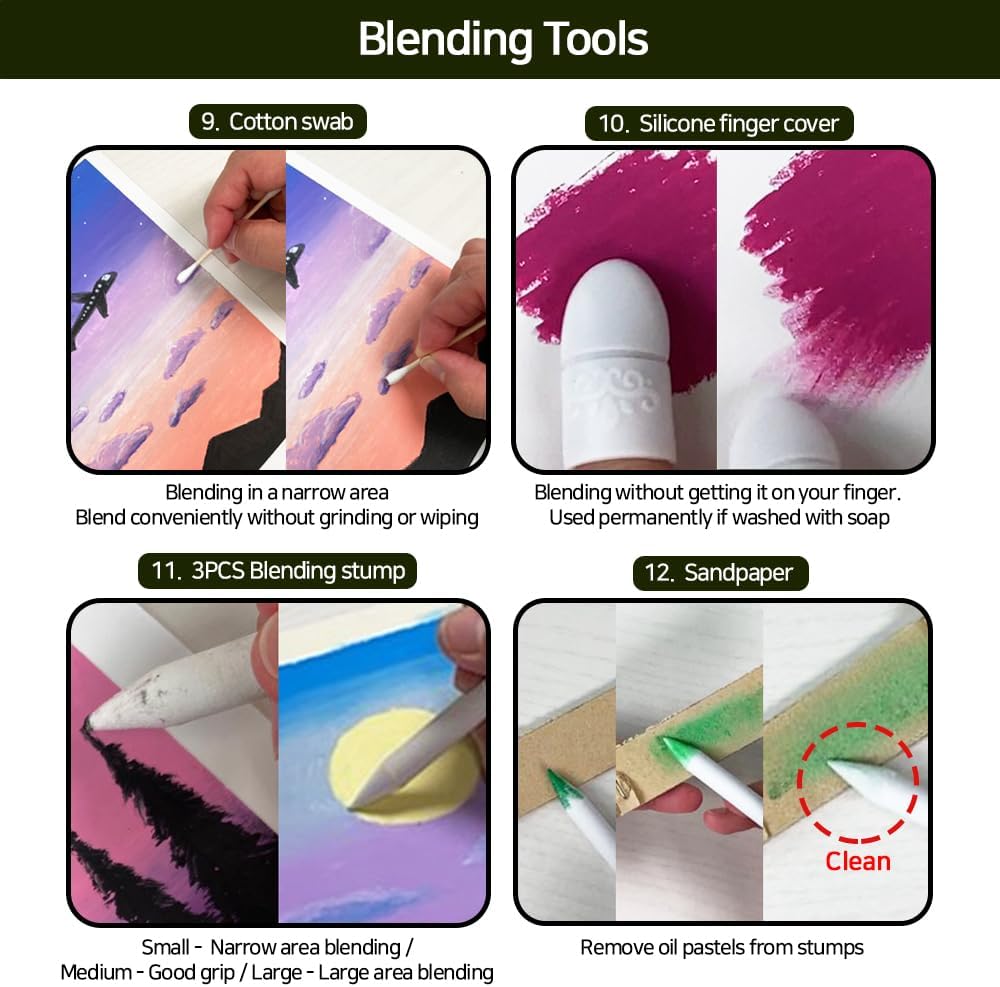 BERRYCANVAS Artists' Soft Oil Pastels Premium Set of 48 + Kits - Image 8