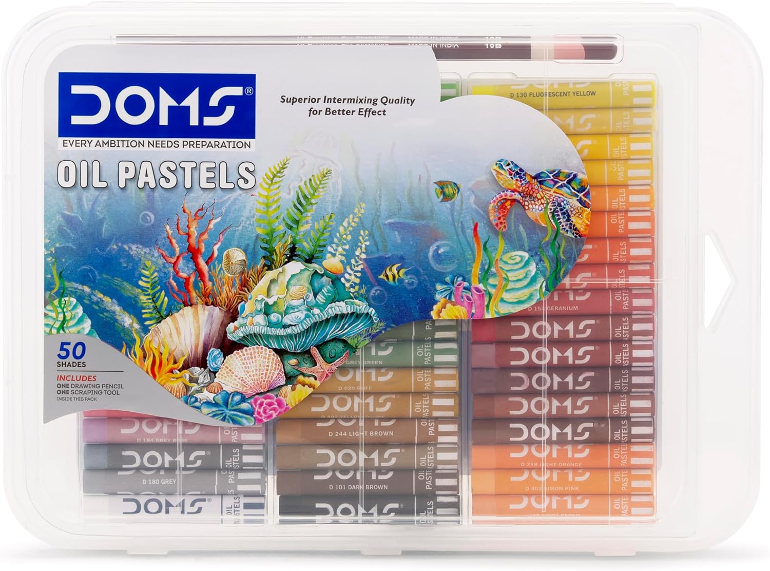 Doms 50 Assorted Colour Shades Oil Pastels - Rich Bright Smooth Even Shades