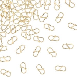 UNICRAFTALE 30pcs Golden S-Hook Clasp 304 Stainless Steel Hook Clasps About 3mm Hole S Hooks Clasps Necklace Clasp Connectors S-Shaped Hook for Necklace Jewelry Making 12.5mm Long